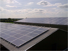 Image of solar panels on a barn roof